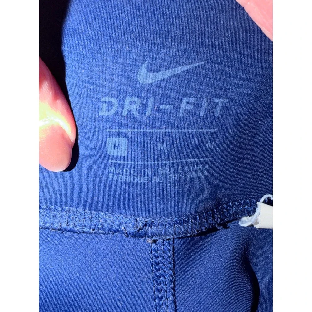 Nike Dri FIT Leggings Women Medium Blue Cropped Laser Cut Pockets‎ Athleisure